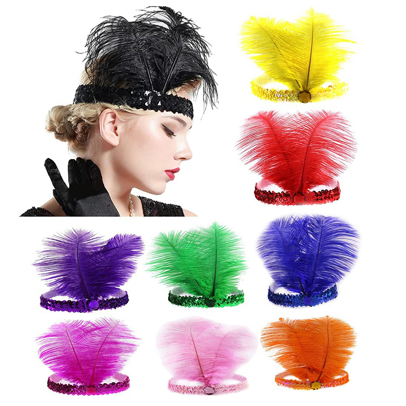 Women Accessories India - Sequins Feather Crystal Headband Indian Feather