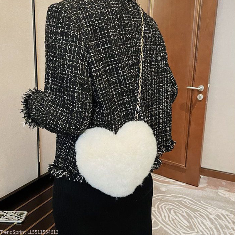 Women'S Accessories Purse - Fashion Women Heart Shaped Faux Fur