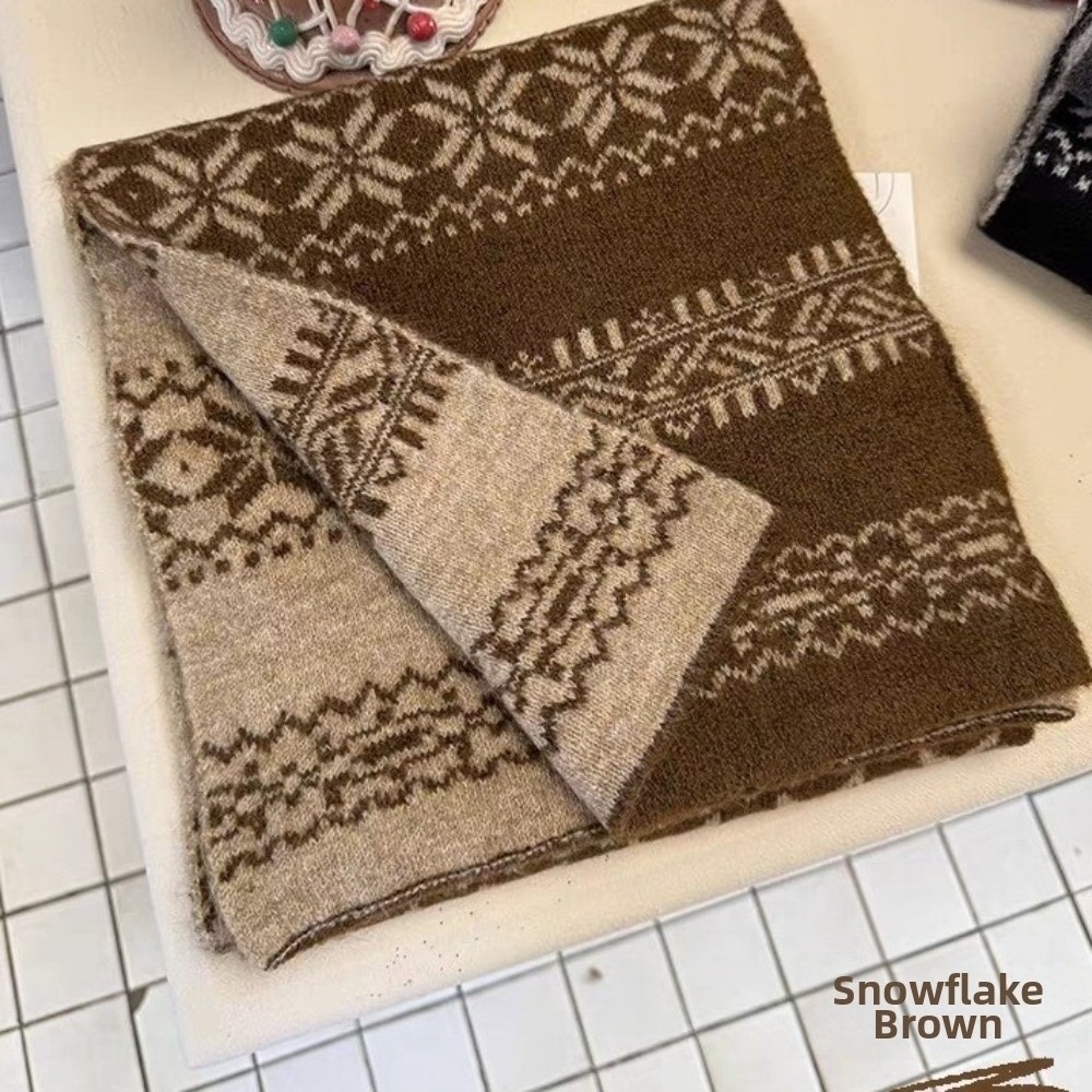 Women'S Korean Accessories - Knitted Fabric Christmas Scarf Double-Sided Snowflake