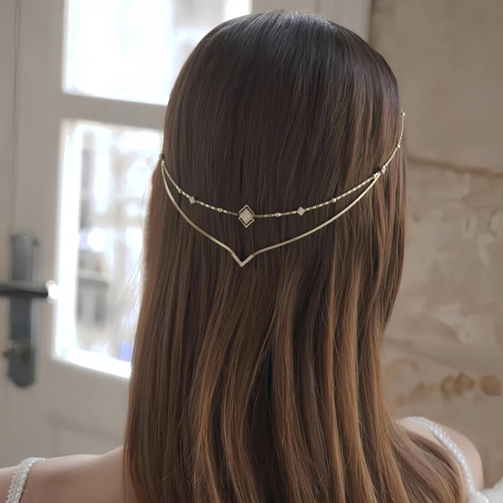 Charm Rhinestone V Hair Chain  - Women Accessories India 评论和价格