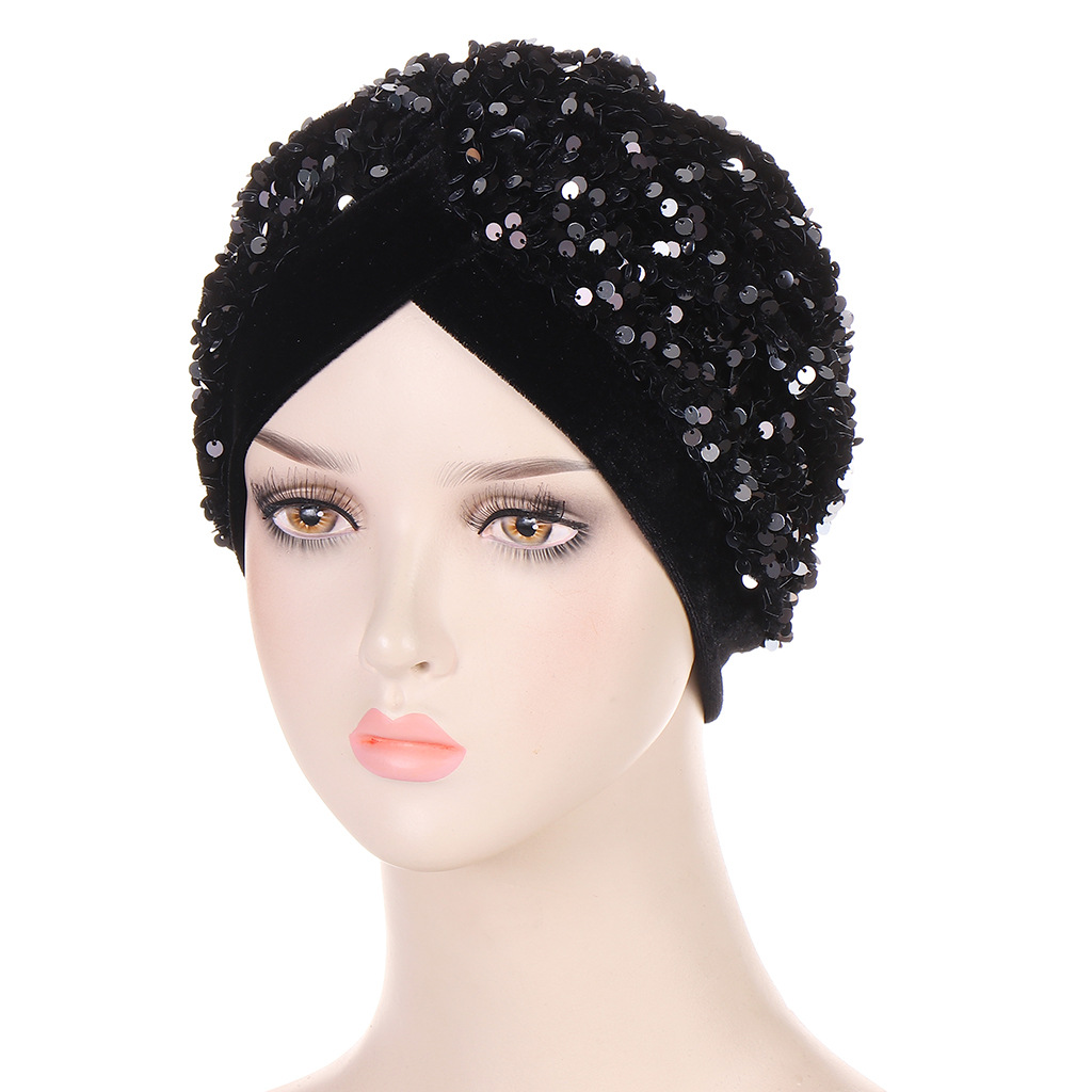 Glitter Sequins Velvet Turban  - Women Accessories India 评论和价格