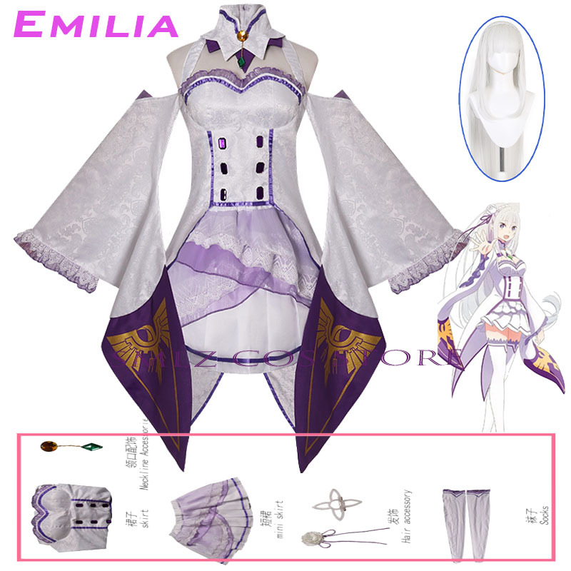 Emilia Cosplay Anime Re Zero K - Women'S Anime Accessories 评论和价格