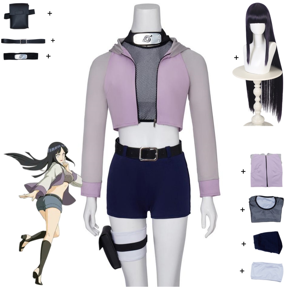 Anime Hyuga Hinata Cosplay Cos - Women Accessories Pack 评论和价格