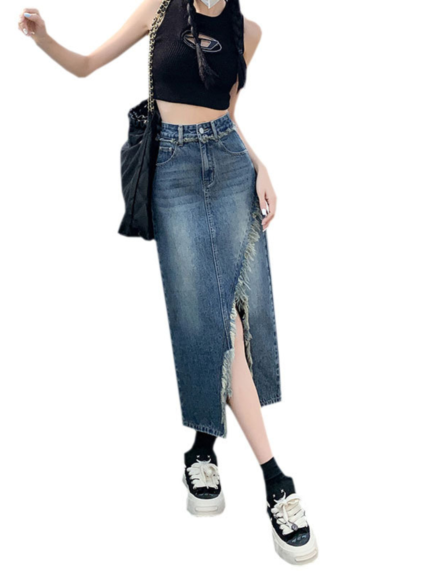 Women's High Waist Denim Skirt - Women'S Jeans Accessories 评论和价格