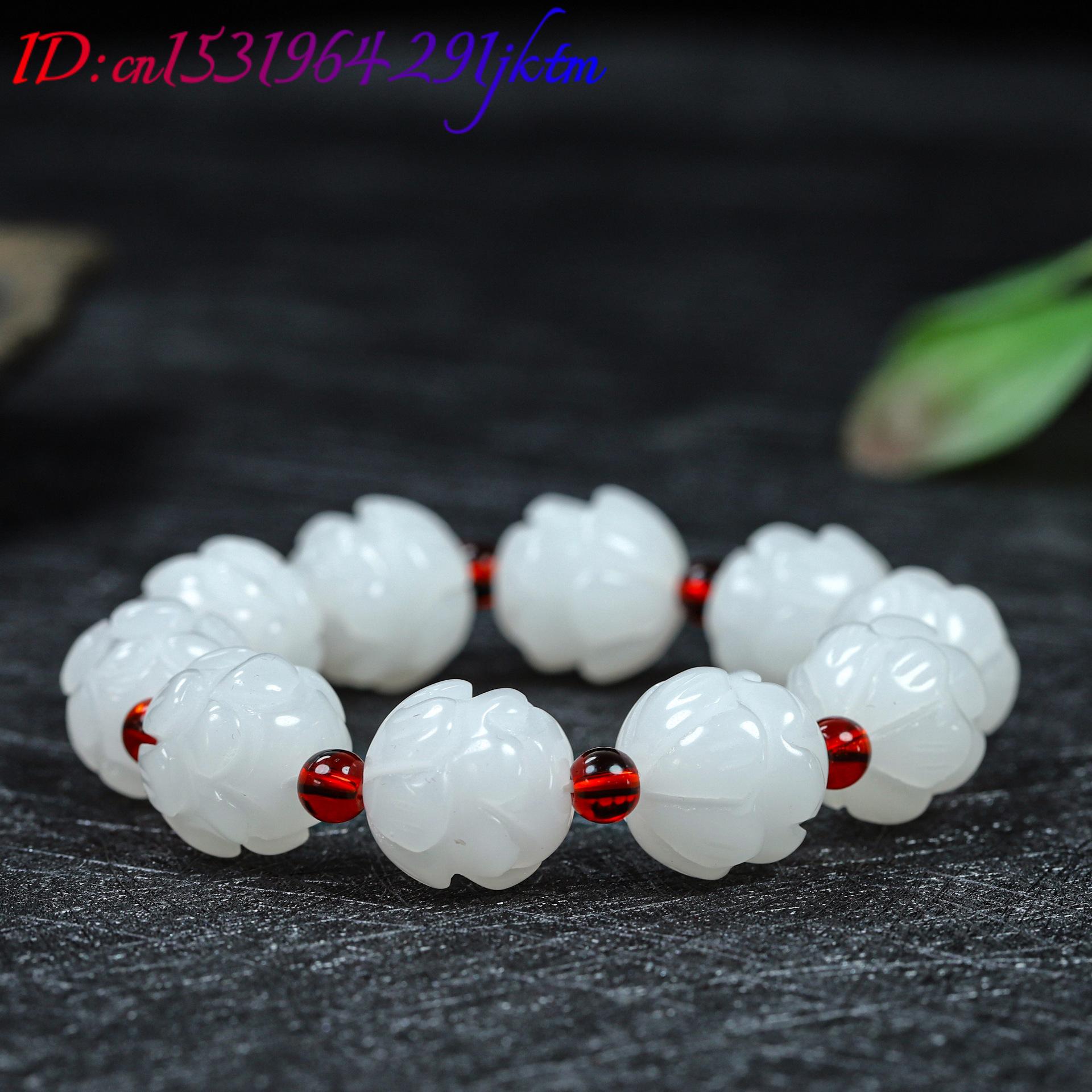 White Real Jade Lotus Bracelet - Women'S Accessories Designer 评论和价格