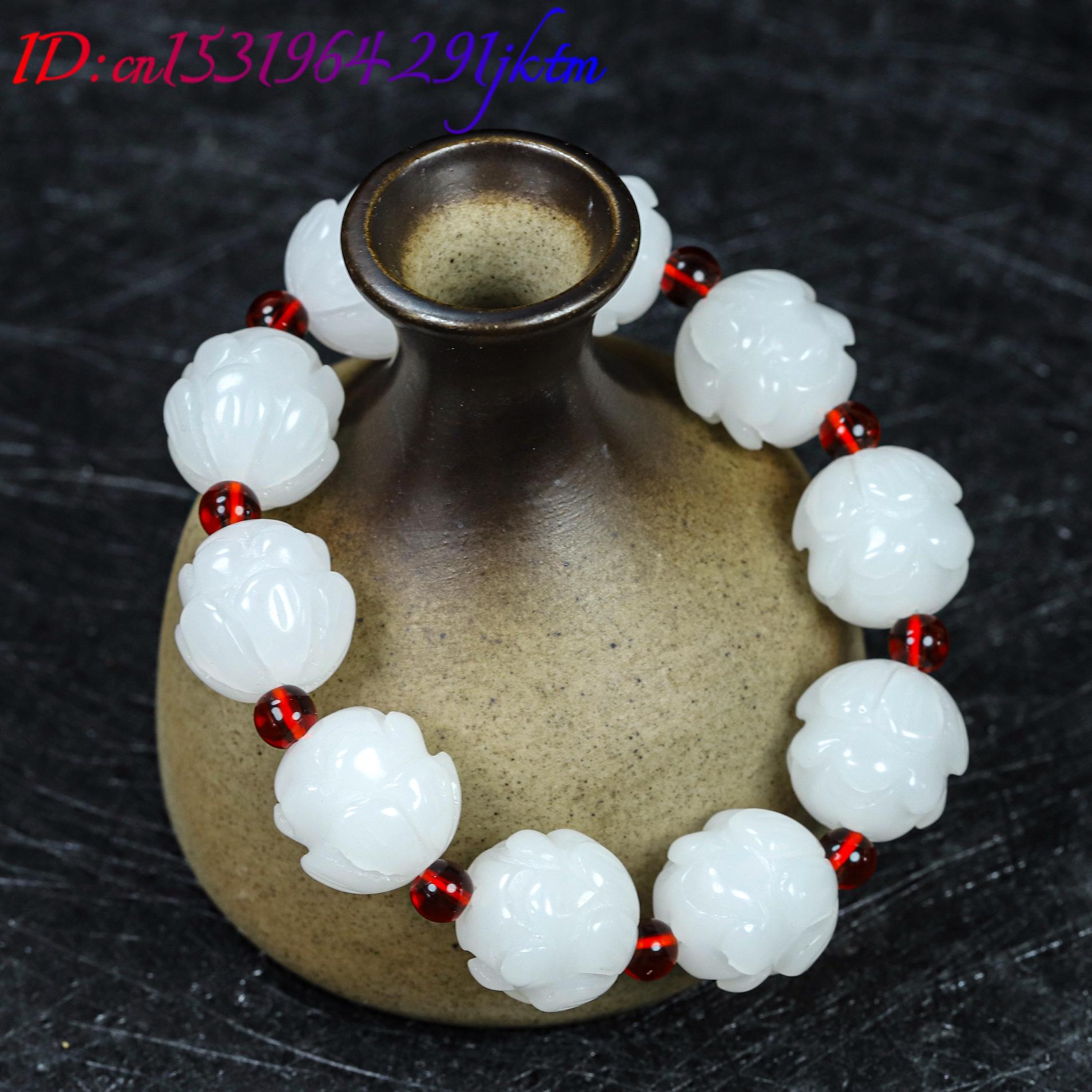 White Real Jade Lotus Bracelet - Women'S Accessories Designer 评论和价格