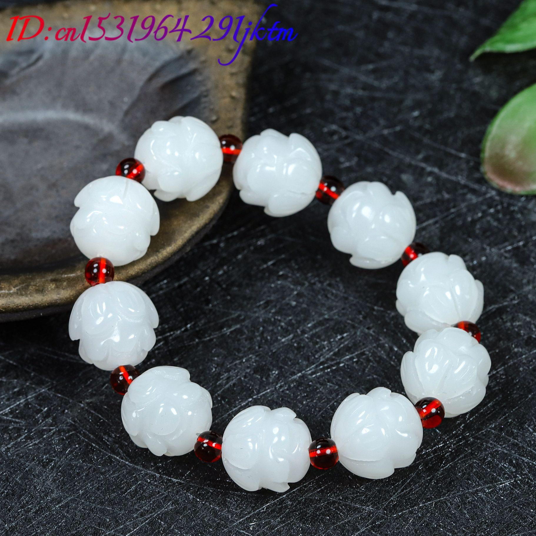 White Real Jade Lotus Bracelet - Women'S Accessories Designer 评论和价格