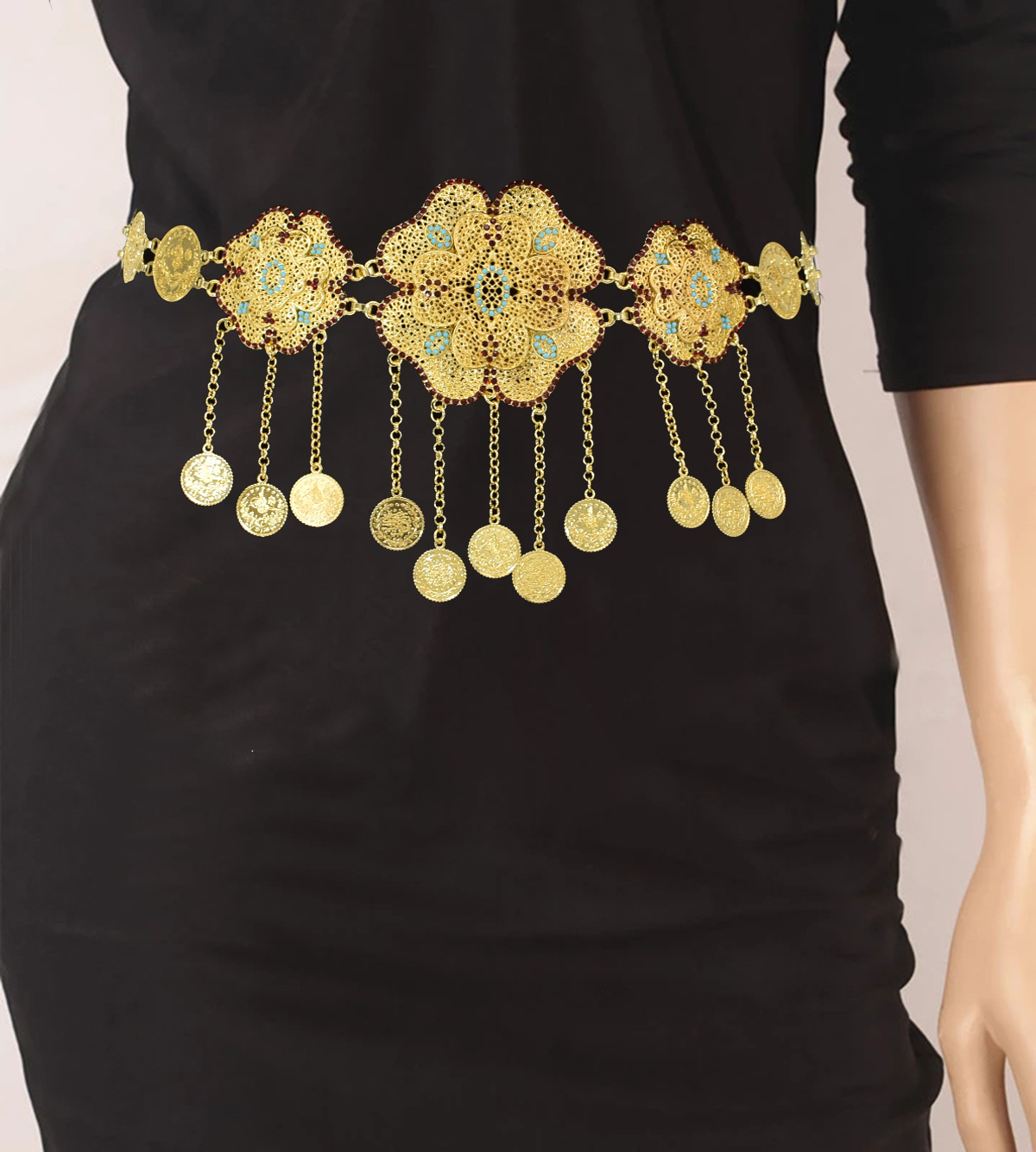 Hollow Out Flower Coins Chain  - Women Accessories India 评论和价格