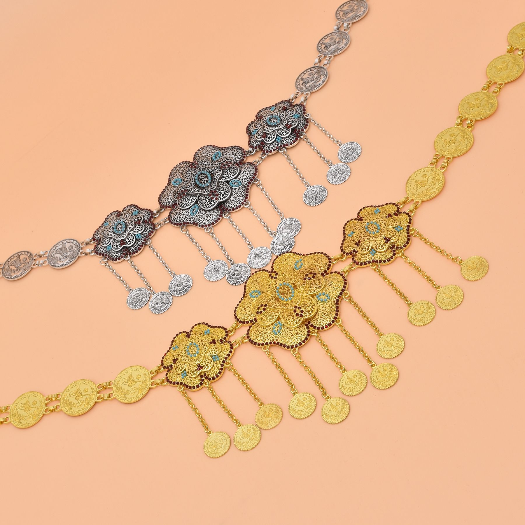 Hollow Out Flower Coins Chain  - Women Accessories India 评论和价格
