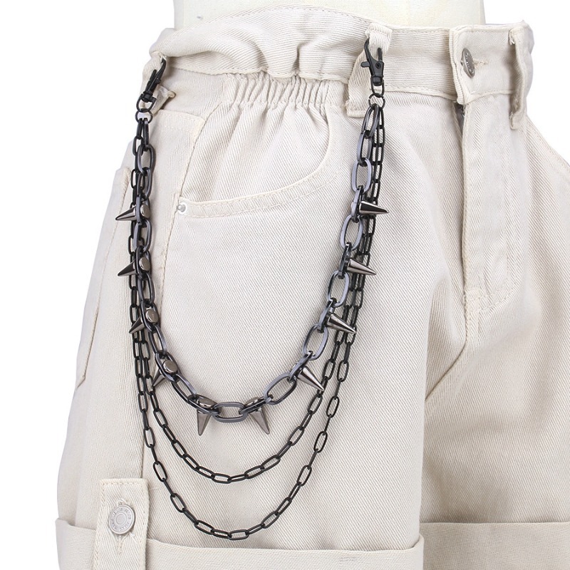 Hip Hop Punk Rock Metal Pants  - Women'S Jeans Accessories 评论和价格