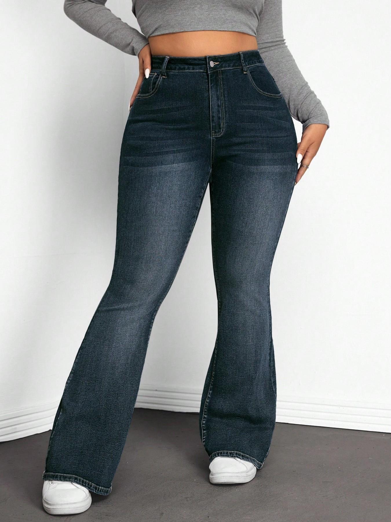 Plus Size High Waist Flare Jea - Women'S Jeans Accessories 评论和价格