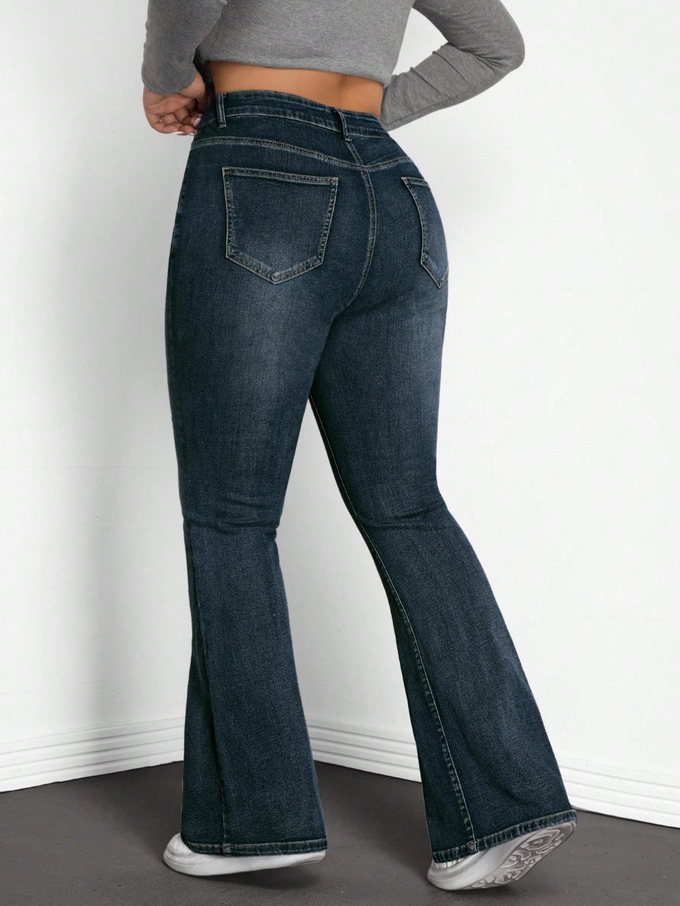 Plus Size High Waist Flare Jea - Women'S Jeans Accessories 评论和价格
