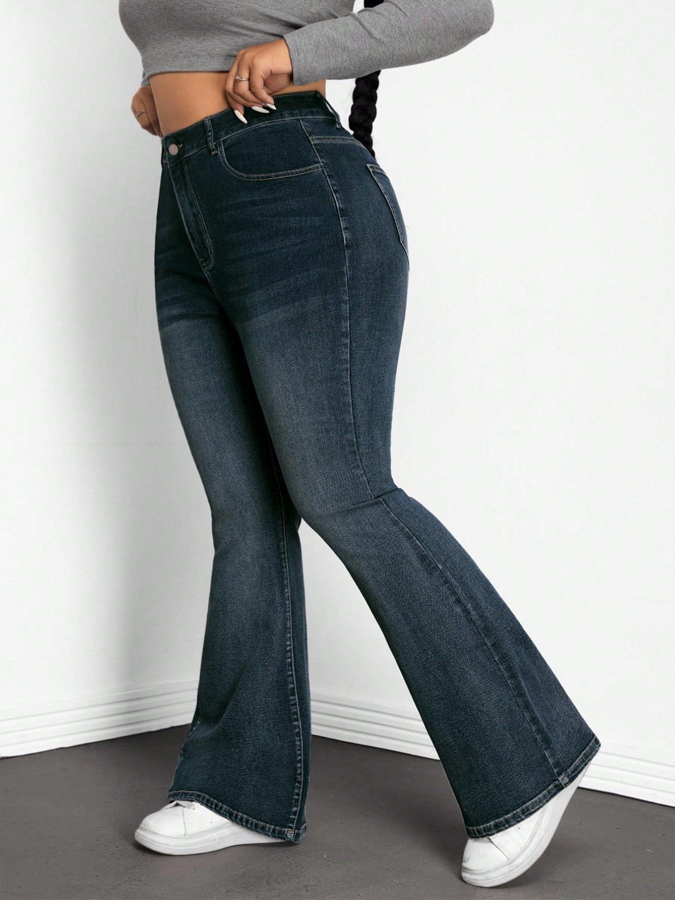Plus Size High Waist Flare Jea - Women'S Jeans Accessories 评论和价格