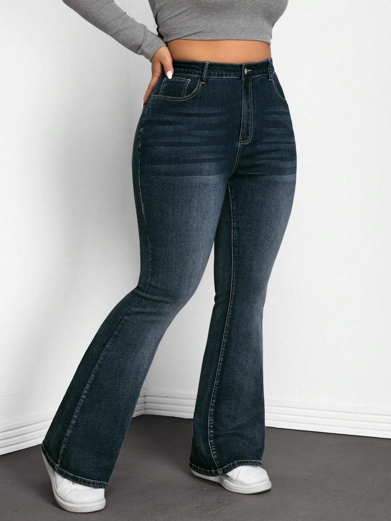 Plus Size High Waist Flare Jea - Women'S Jeans Accessories 评论和价格