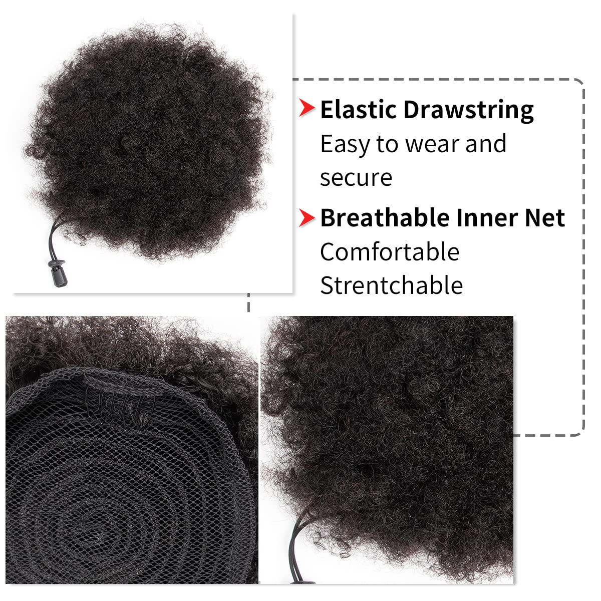 Afro Kinky Puffs 100% Human Ha - Women Accessories India 评论和价格
